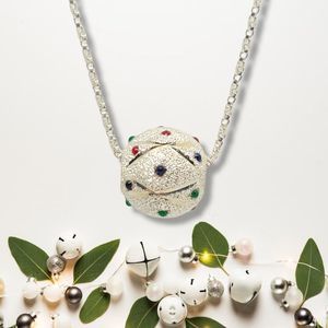 Vintage Harlequin Diamond Cut Enamel Glistening Floating 925 Ball Pendant 18"